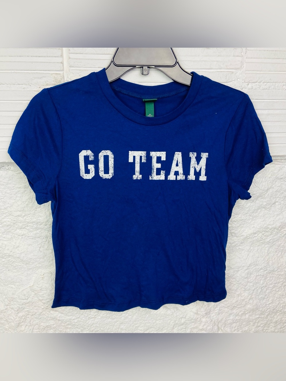 NWT wild fable Royal Blue 'GO TEAM' Crop Tee size medium